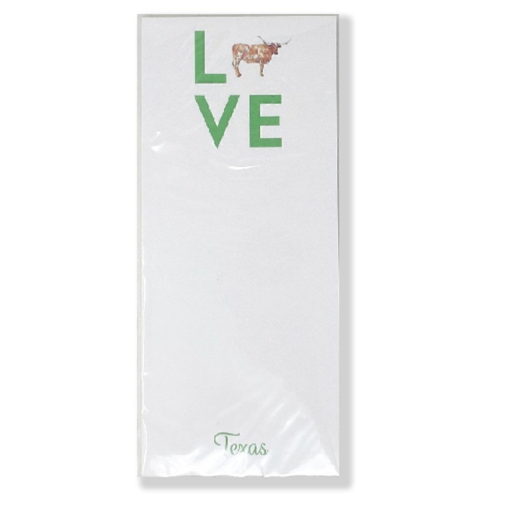 Texas Love Longhorn Green Notepad